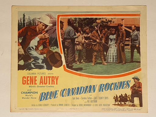 1952 Blue Canadian Rockies Lobby Card 11x14 Gene Autry, Champion, Gail Davis   - TvMovieCards.com