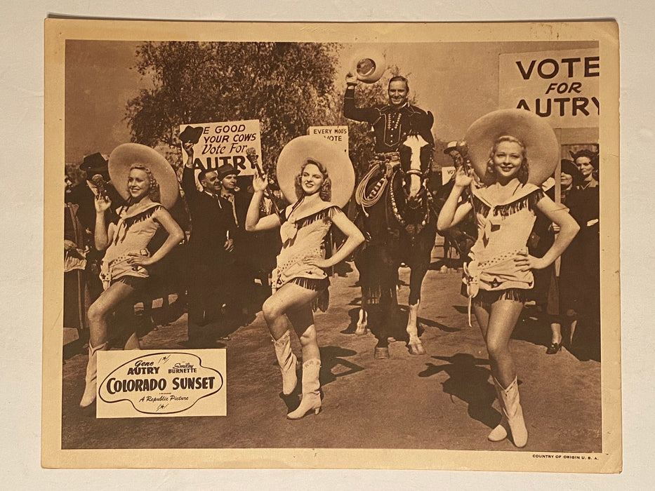 R1940s Colorado Sunset Lobby Card 11x14 Gene Autry, Smiley Burnette, June Storey   - TvMovieCards.com