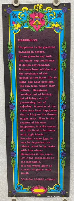 1970 Insanity Blacklight Poster - Happiness - William George Jordan N125 12 x 36   - TvMovieCards.com