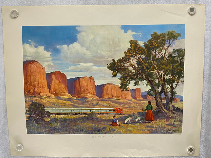 1955 Original ATSF Santa Fe The Red Cliffs of Western New Mexico Print by Heinze   - TvMovieCards.com