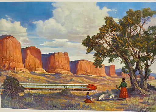 1955 Original ATSF Santa Fe The Red Cliffs of Western New Mexico Print by Heinze   - TvMovieCards.com