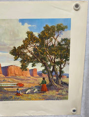 1955 Original ATSF Santa Fe The Red Cliffs of Western New Mexico Print by Heinze   - TvMovieCards.com