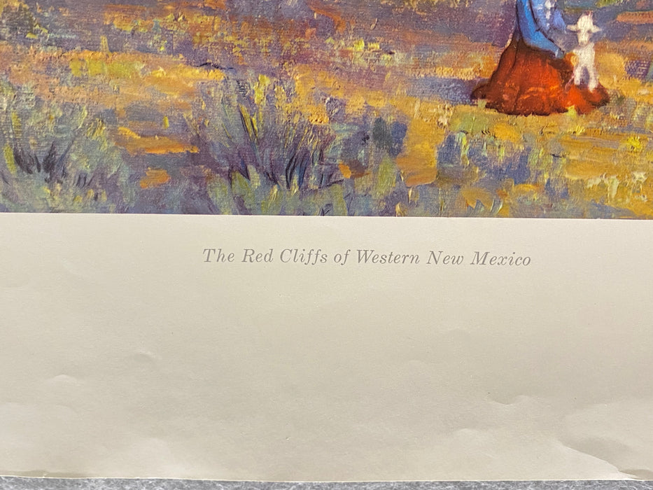1955 Original ATSF Santa Fe The Red Cliffs of Western New Mexico Print by Heinze   - TvMovieCards.com