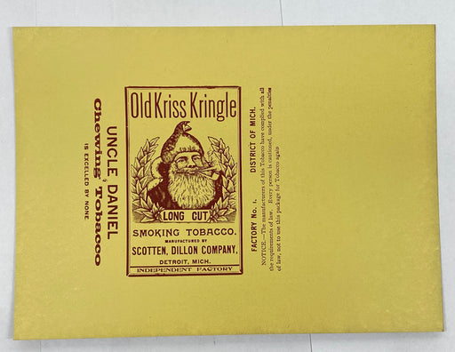 ORIGINAL 1910’s Old Kriss Kringle Tobacco Advertising Sign Label - 7x10 Santa   - TvMovieCards.com