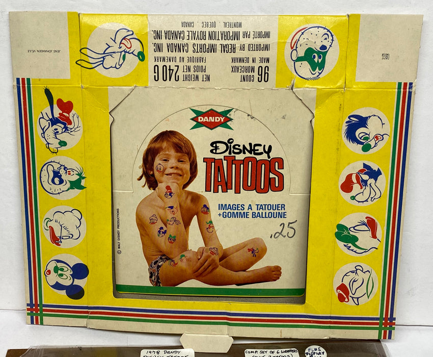 Vintage 1970s Disney Tattoos Empty Display Box 6 Wrappers & 2 Tattoos Dandy   - TvMovieCards.com