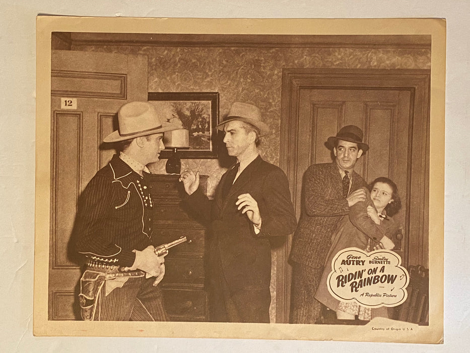 R1940s Ridin' on a Rainbow Lobby Card 11x14 Gene Autry, Smiley Burnette Mary Lee   - TvMovieCards.com