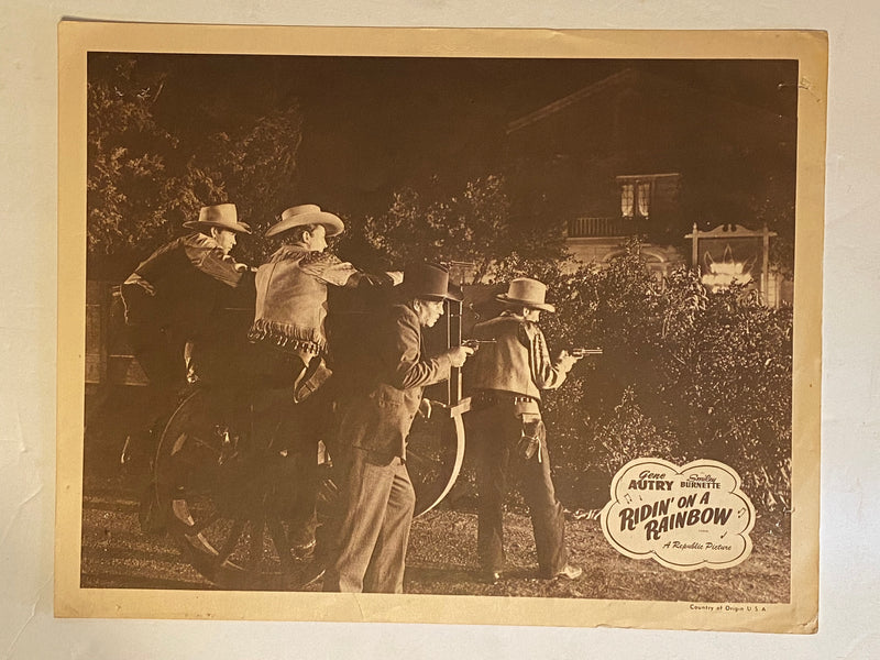 R1940s Ridin' on a Rainbow Lobby Card 11x14 Gene Autry, Smiley Burnette Mary Lee   - TvMovieCards.com