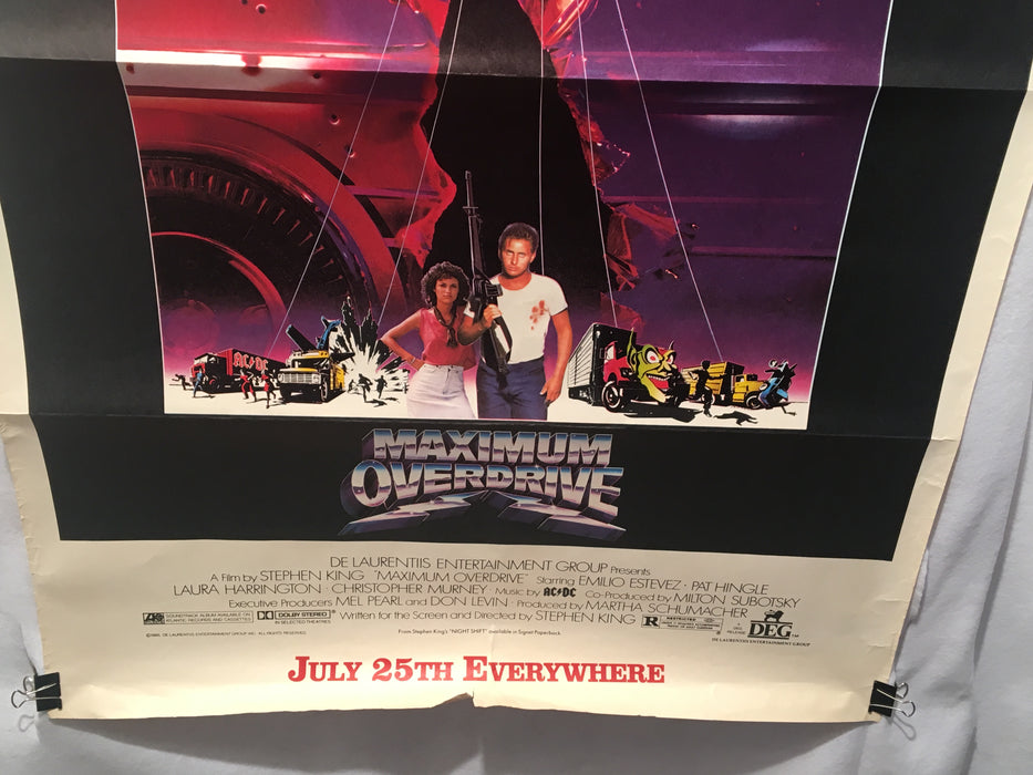 Original Maximum Overdrive 1986 1SH Movie Poster Stephen King AC/DC 29x45   - TvMovieCards.com