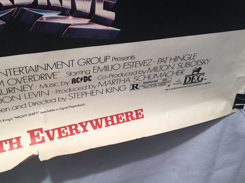 Original Maximum Overdrive 1986 1SH Movie Poster Stephen King AC/DC 29x45   - TvMovieCards.com
