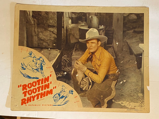 R1940s Rootin' Tootin' Rhythm Lobby Card 11x14 Gene Autry Smiley Burnette Armida   - TvMovieCards.com