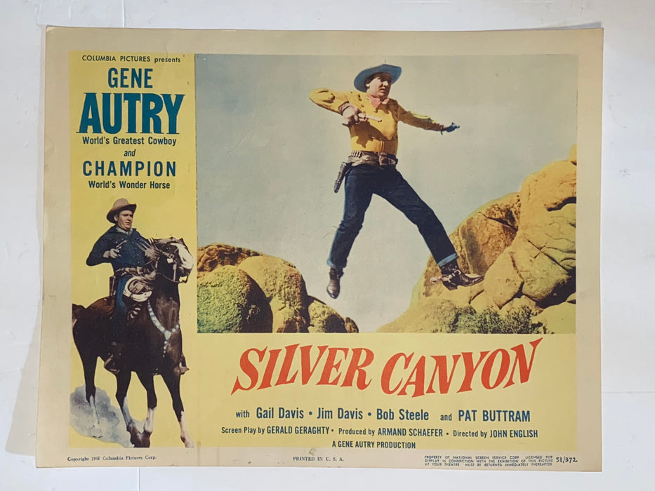 1951 Silver Canyon Lobby Card 11x14 Gene Autry, Champion, Gail Davis   - TvMovieCards.com