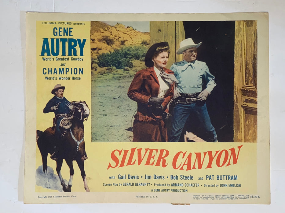 1951 Silver Canyon Lobby Card 11x14 Gene Autry, Champion, Gail Davis   - TvMovieCards.com