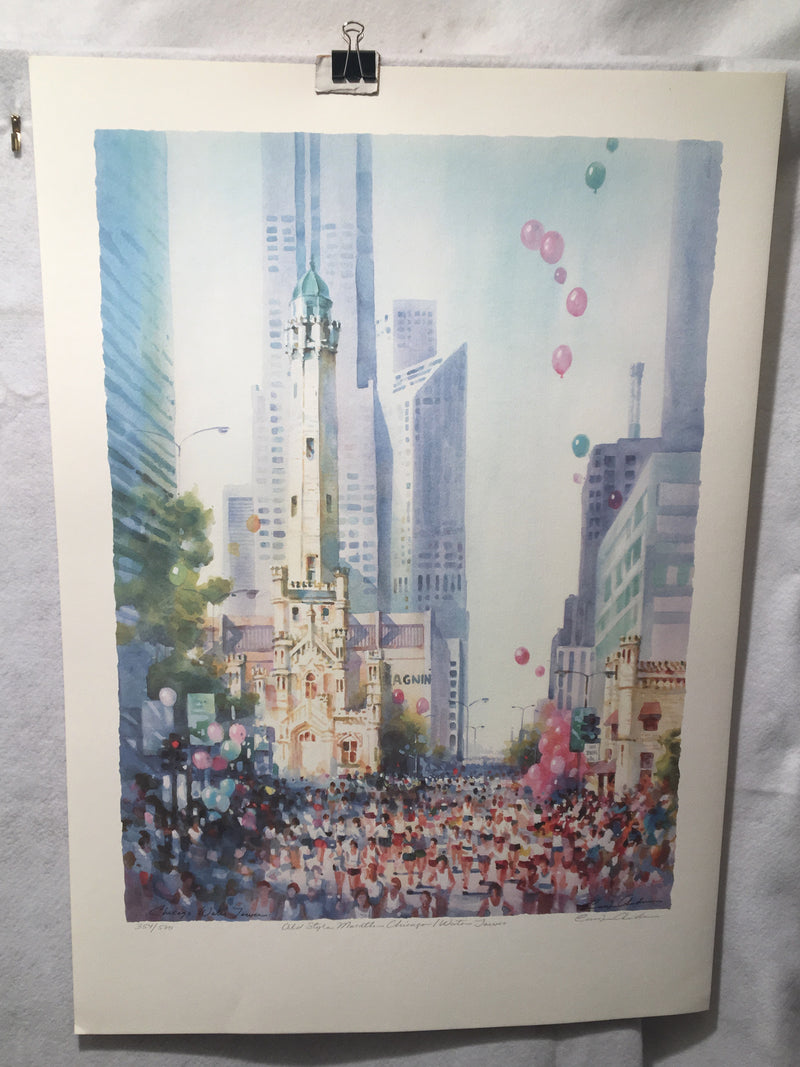 Carolyn Anderson Chicago Water Tower Marathon S/N Lithograph Print 22 x 31"   - TvMovieCards.com