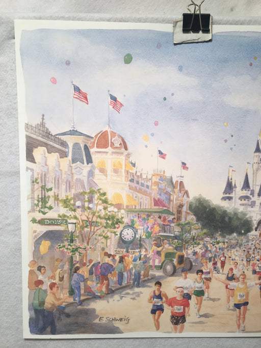 Evey Schweig 1996 Disney Marathon - Disney World - Lithograph Print 15 x 20"   - TvMovieCards.com