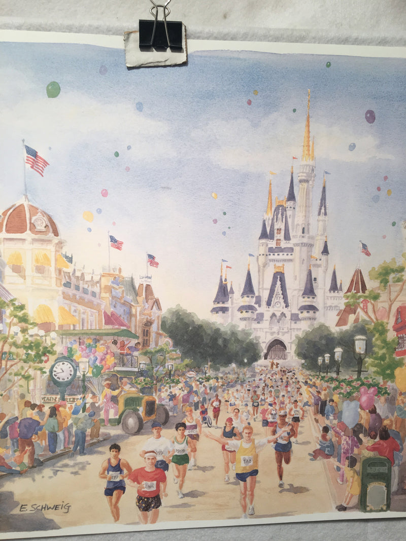 Evey Schweig 1996 Disney Marathon - Disney World - Lithograph Print 15 x 20"   - TvMovieCards.com