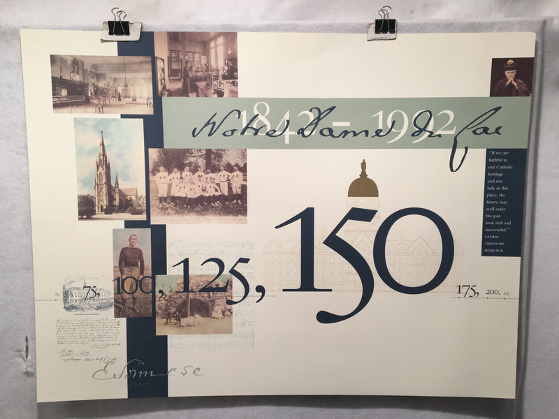 Notre Dame University 150th Anniversary Poster 1842 - 1992 Fighting Irish   - TvMovieCards.com