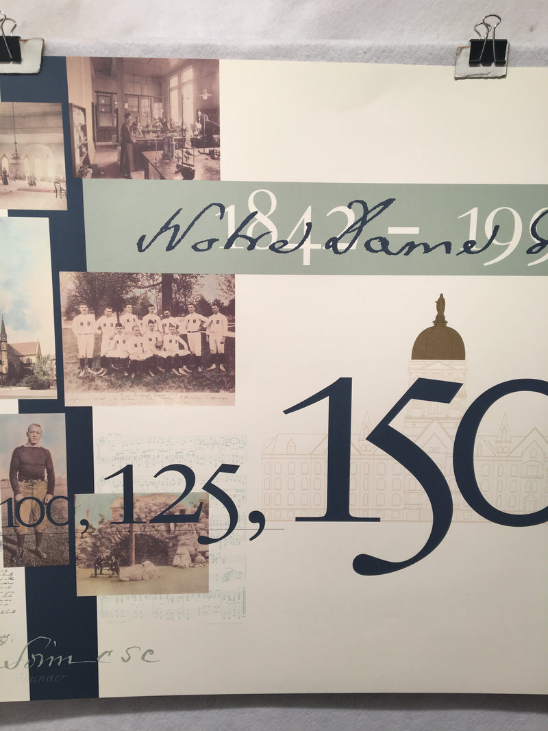 Notre Dame University 150th Anniversary Poster 1842 - 1992 Fighting Irish   - TvMovieCards.com