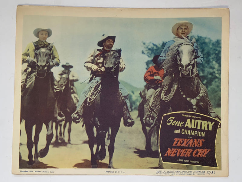 1951 Texans Never Cry 11x14 Lobby Card Gene Autry, Champion, Mary Castle   - TvMovieCards.com