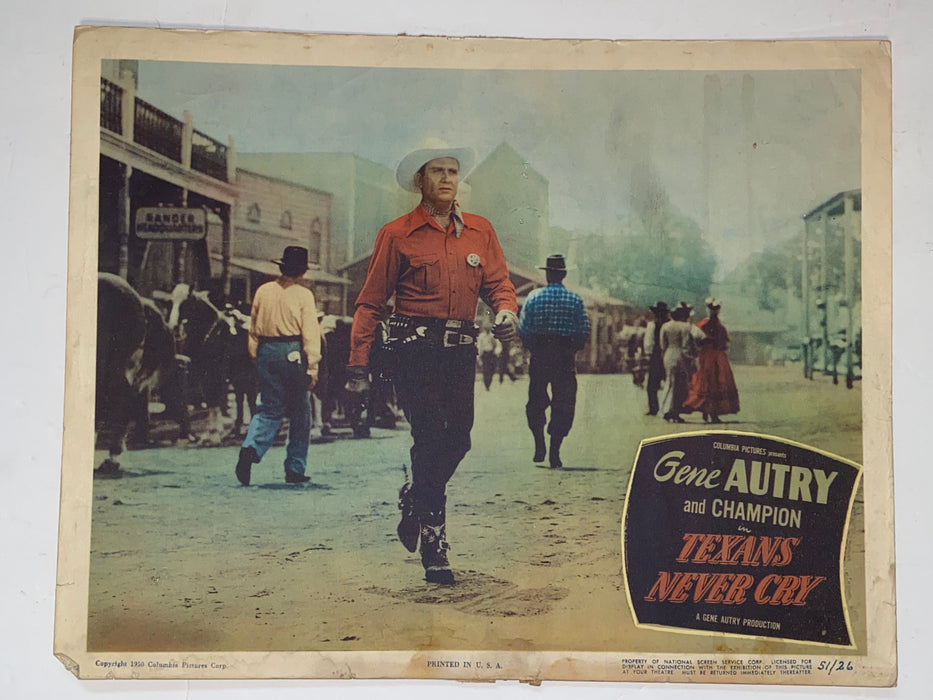 1951 Texans Never Cry 11x14 Lobby Card Gene Autry, Champion, Mary Castle   - TvMovieCards.com