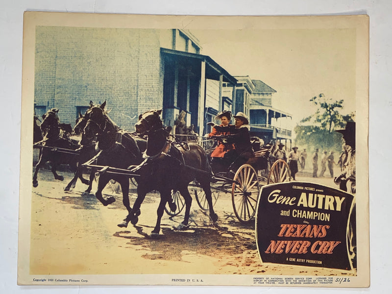 1951 Texans Never Cry 11x14 Lobby Card Gene Autry, Champion, Mary Castle   - TvMovieCards.com