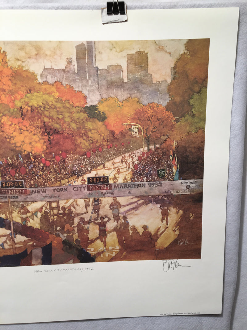 Bart Forbes NYC New York City Marathon 1992 S/N Lithograph Print 25 x 28"   - TvMovieCards.com