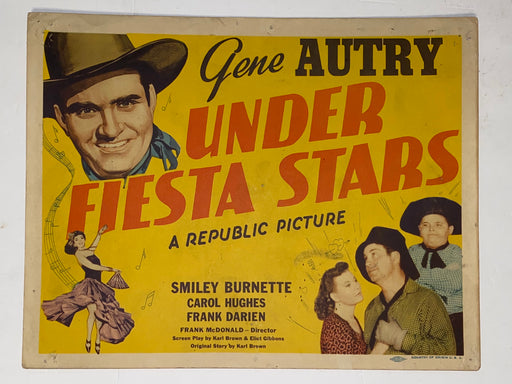 1941 Under Fiesta Stars 11x14 Title Lobby Card Gene Autry, Carol Hughes   - TvMovieCards.com