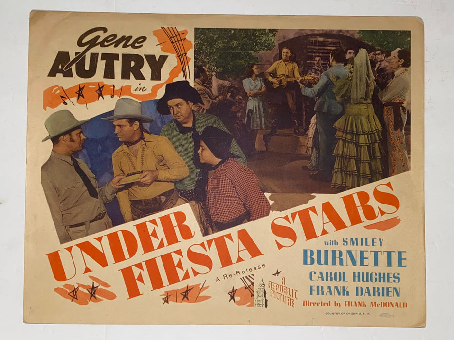 R1940s Under Fiesta Stars 11x14 Lobby Card Gene Autry Carol Hughes   - TvMovieCards.com