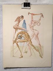 Original Salvador Dali #26 "The Sodomites" Divine Comedy Wood Engraving 1960   - TvMovieCards.com