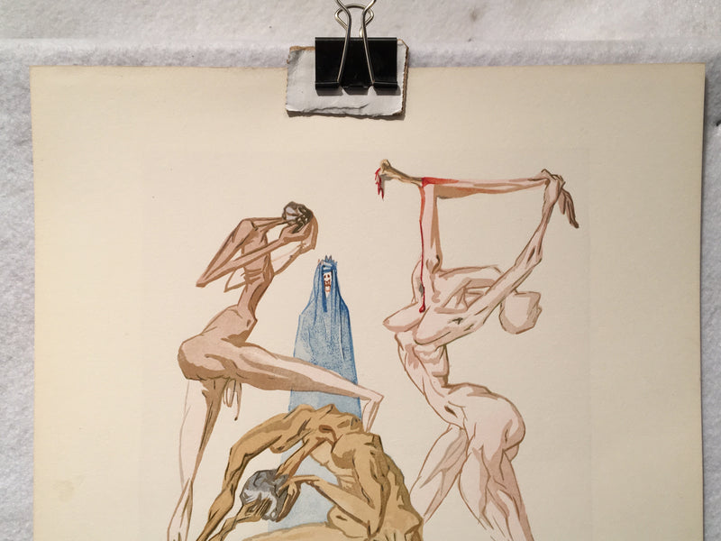 Original Salvador Dali #26 "The Sodomites" Divine Comedy Wood Engraving 1960   - TvMovieCards.com