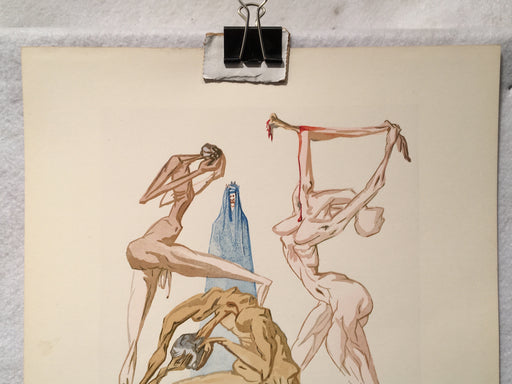 Original Salvador Dali #26 "The Sodomites" Divine Comedy Wood Engraving 1960   - TvMovieCards.com