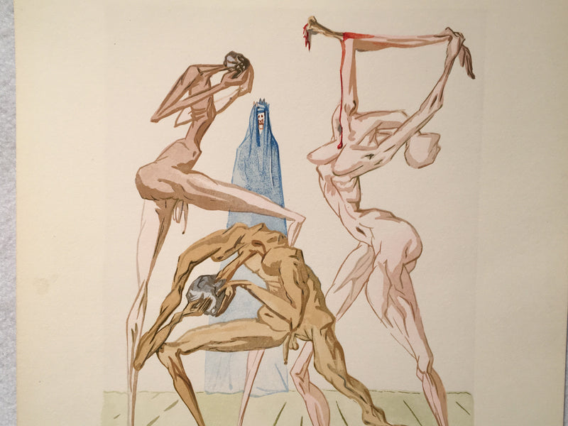 Original Salvador Dali #26 "The Sodomites" Divine Comedy Wood Engraving 1960   - TvMovieCards.com