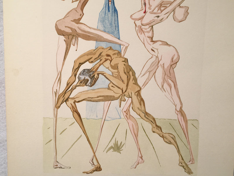 Original Salvador Dali #26 "The Sodomites" Divine Comedy Wood Engraving 1960   - TvMovieCards.com