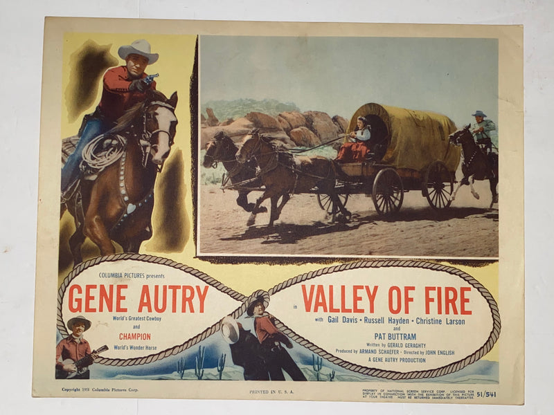 1951 Valley of Fire 11x14 Lobby Card Gene Autry, Champion, Gail Davis   - TvMovieCards.com