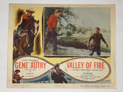 1951 Valley of Fire 11x14 Lobby Card Gene Autry, Champion, Gail Davis   - TvMovieCards.com