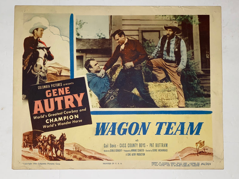 1952 Wagon Team 11x14 Title Lobby Card Gene Autry, Champion, Gail Davis   - TvMovieCards.com
