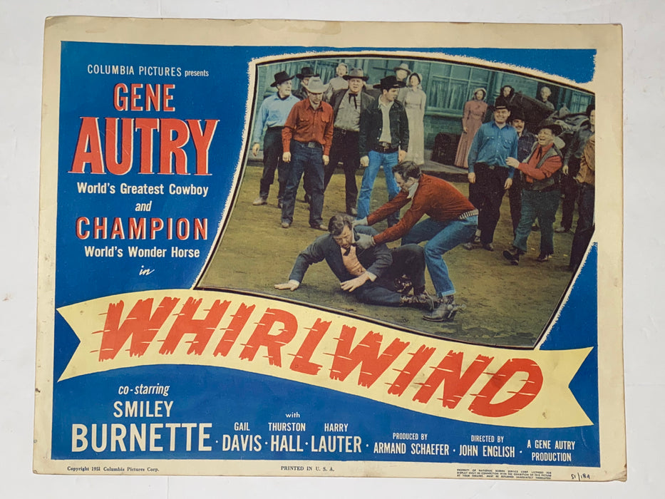 1951 Whirlwind 11x14 Title Lobby Card Gene Autry, Champion, Gail Davis   - TvMovieCards.com