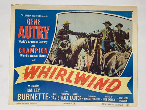 1951 Whirlwind 11x14 Title Lobby Card Gene Autry, Champion, Gail Davis   - TvMovieCards.com