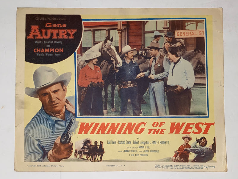 1953 Winning of the West 11x14 Title Lobby Card Gene Autry, Champion, Gail Davis   - TvMovieCards.com