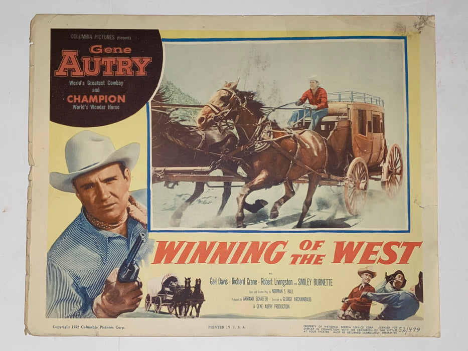 1953 Winning of the West 11x14 Title Lobby Card Gene Autry, Champion, Gail Davis   - TvMovieCards.com