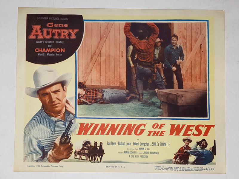 1953 Winning of the West 11x14 Title Lobby Card Gene Autry, Champion, Gail Davis   - TvMovieCards.com