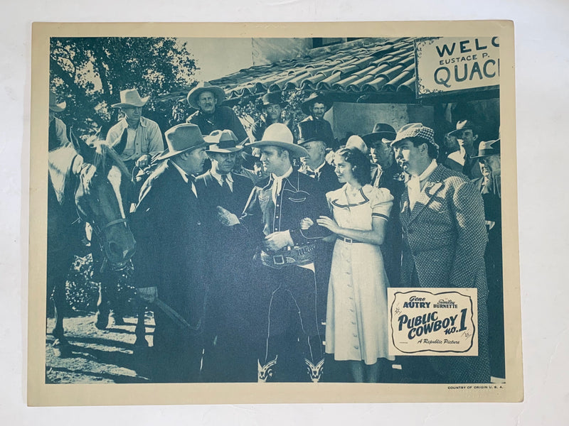 1937 Public Cowboy No. 1 Lobby Card 11x14 Gene Autry, Smiley Burnette   - TvMovieCards.com