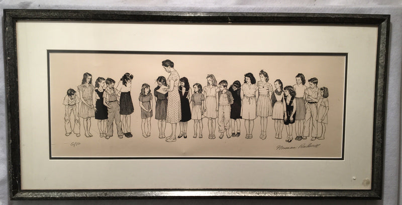 Norman Rockwell "Spelling Bee" Framed Signed Lithograph Print 17 x 35"   - TvMovieCards.com
