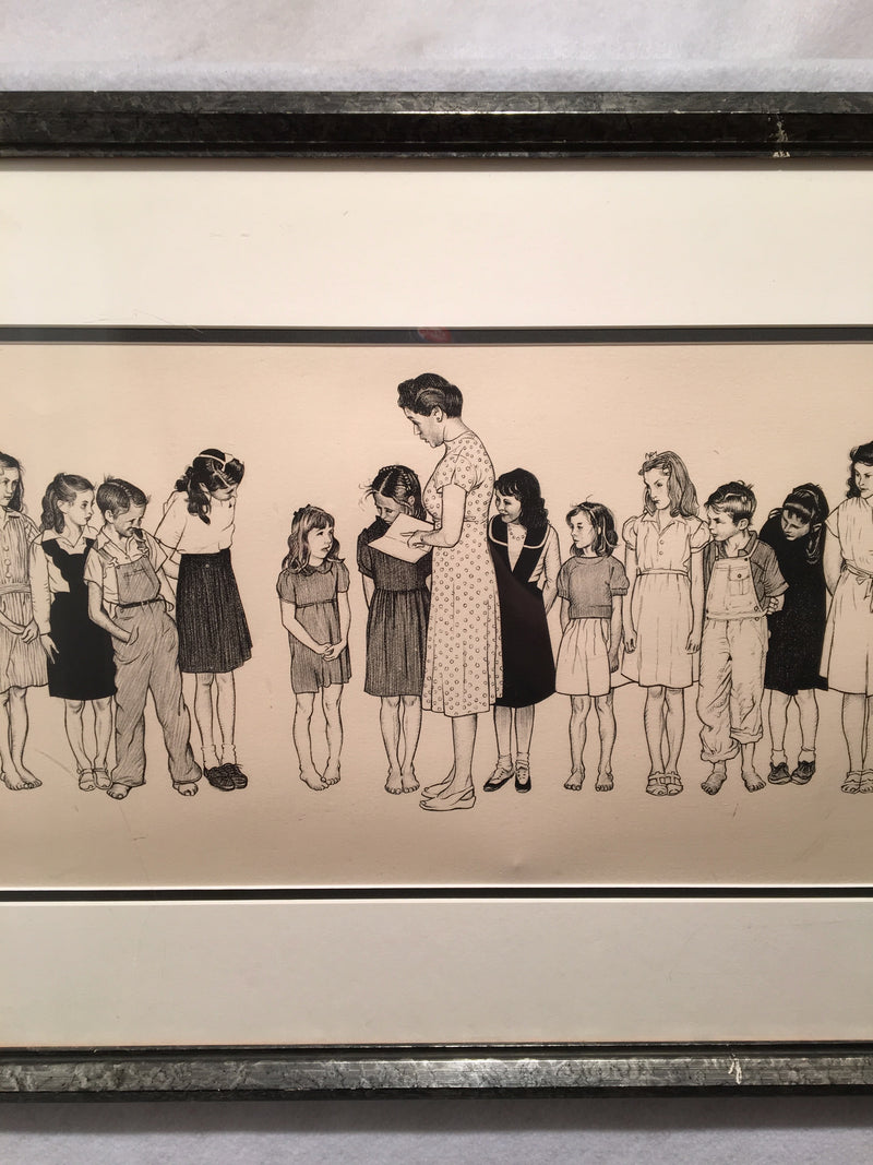 Norman Rockwell "Spelling Bee" Framed Signed Lithograph Print 17 x 35"   - TvMovieCards.com