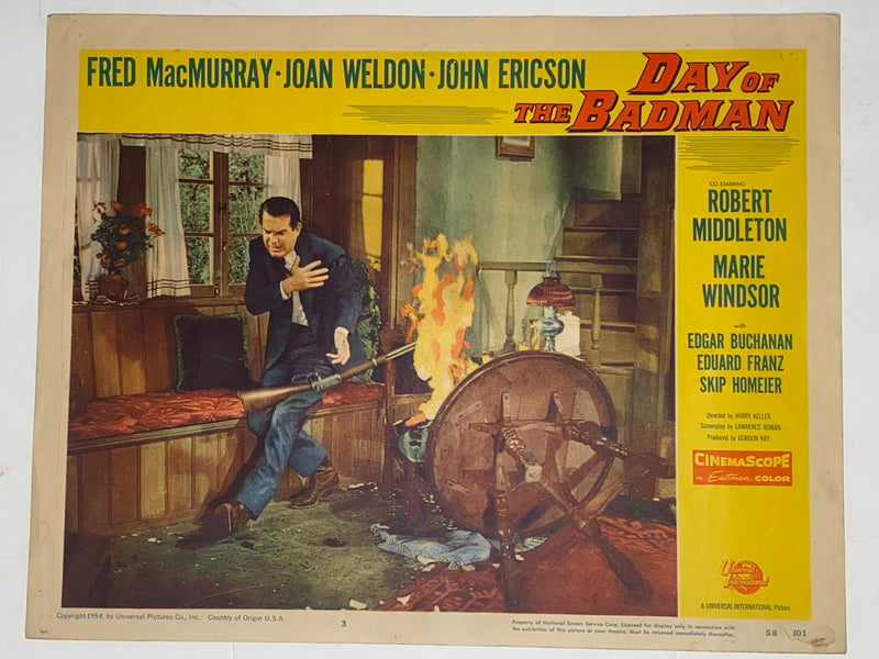 1958 Day of the Badman 11x14 #3 Lobby Card Fred MacMurray, Joan Weldon   - TvMovieCards.com