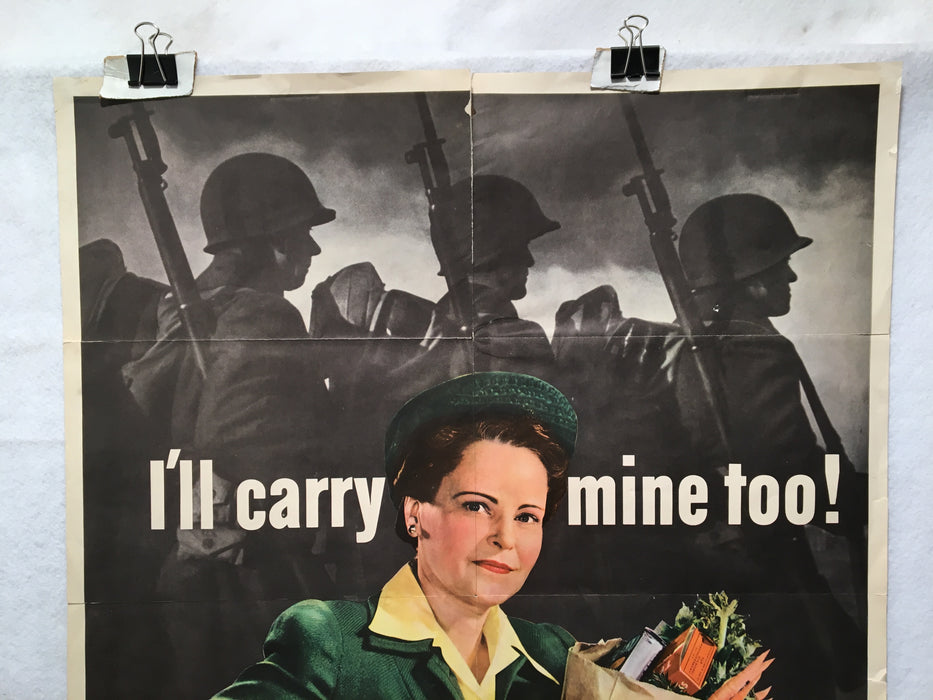 Valentino Sarra "I'll Carry Mine Too!" WWII Propaganda Poster (22" X 28")   - TvMovieCards.com