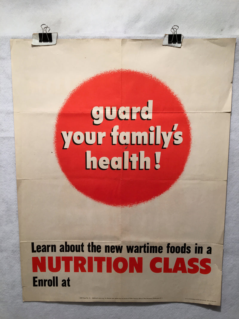 "Guard Your Family's Health" WWII Propaganda OWI Poster #30 (22" X 28")   - TvMovieCards.com