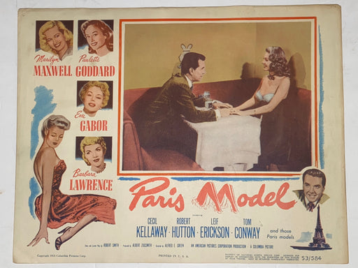 1953 Paris Model 11x14 Lobby Card Marilyn Maxwell, Paulette Goddard, Eva Gabor   - TvMovieCards.com