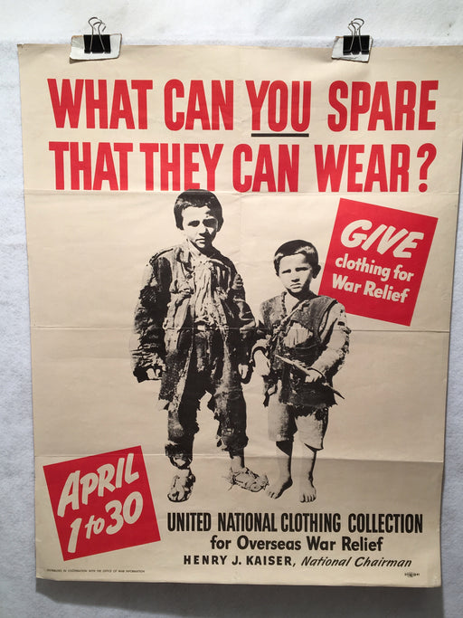 What Can You Spare That They Can Wear? WWII Propaganda OWI Poster (22" X 28")   - TvMovieCards.com