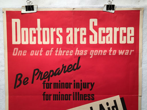 "Doctors are Scarce - Learn First Aid" WWII Propaganda OWI Poster (22" X 28")   - TvMovieCards.com