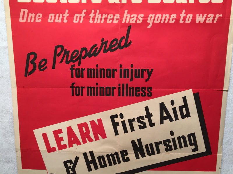 "Doctors are Scarce - Learn First Aid" WWII Propaganda OWI Poster (22" X 28")   - TvMovieCards.com